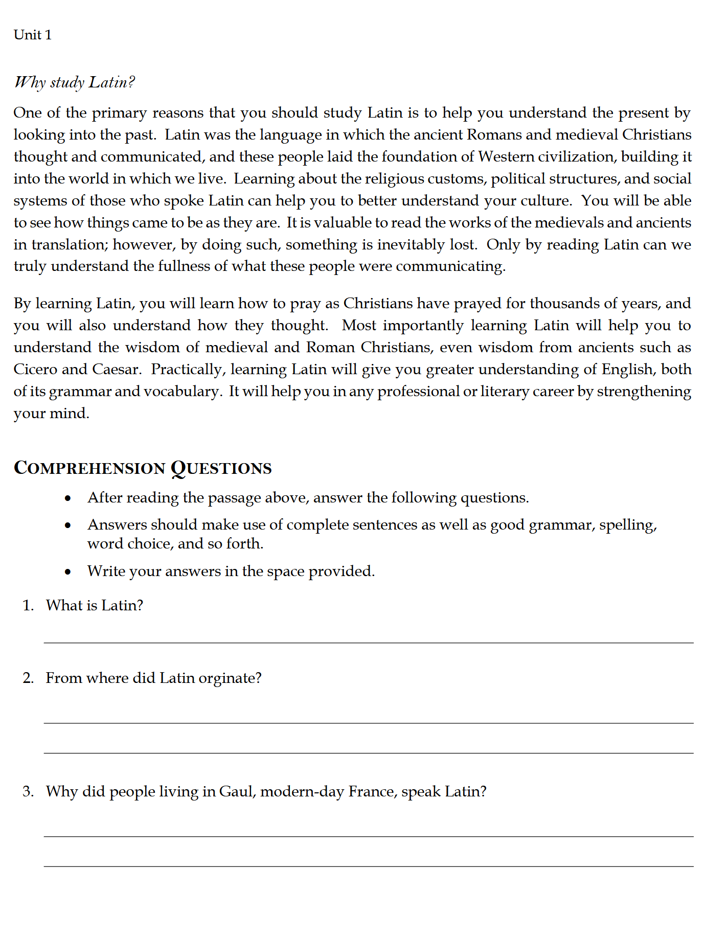Legamus Latinam Primer: Introduction to Latin Workbook Legamus Latinam Primer: Introduction to Latin Workbook