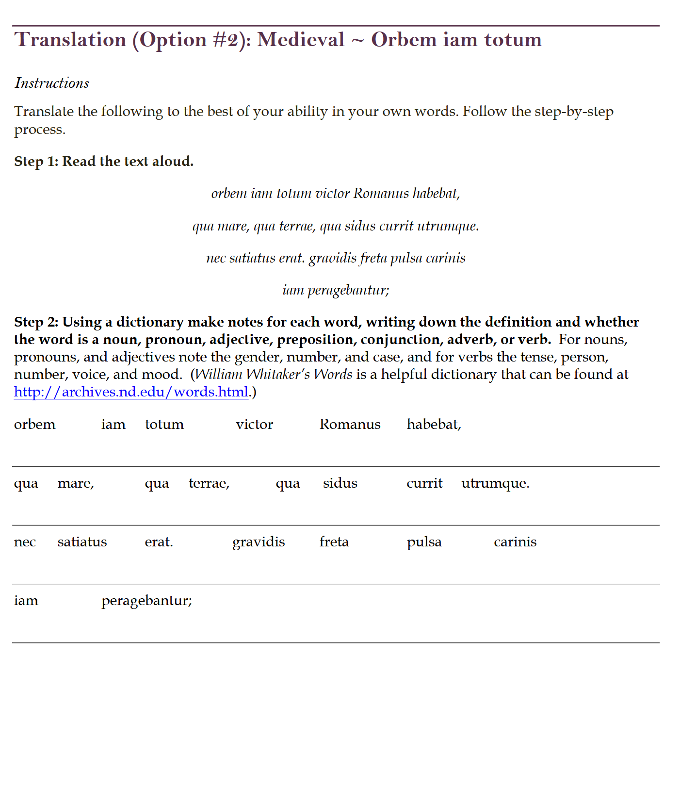 Legamus Latinam II: Latin Two Workbook