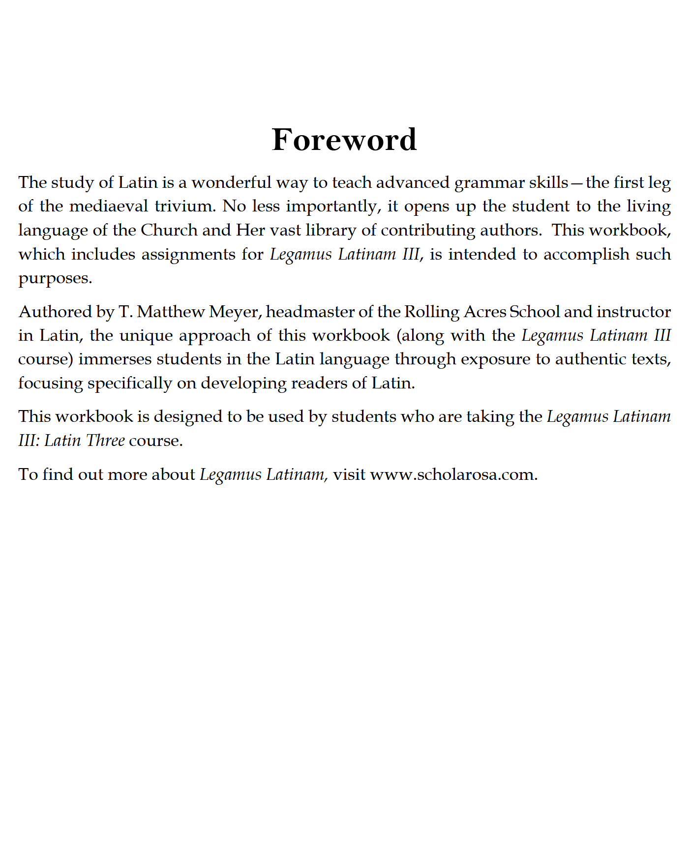 Legamus Latinam III: Latin Three Workbook Legamus Latinam III: Latin Three Workbook
