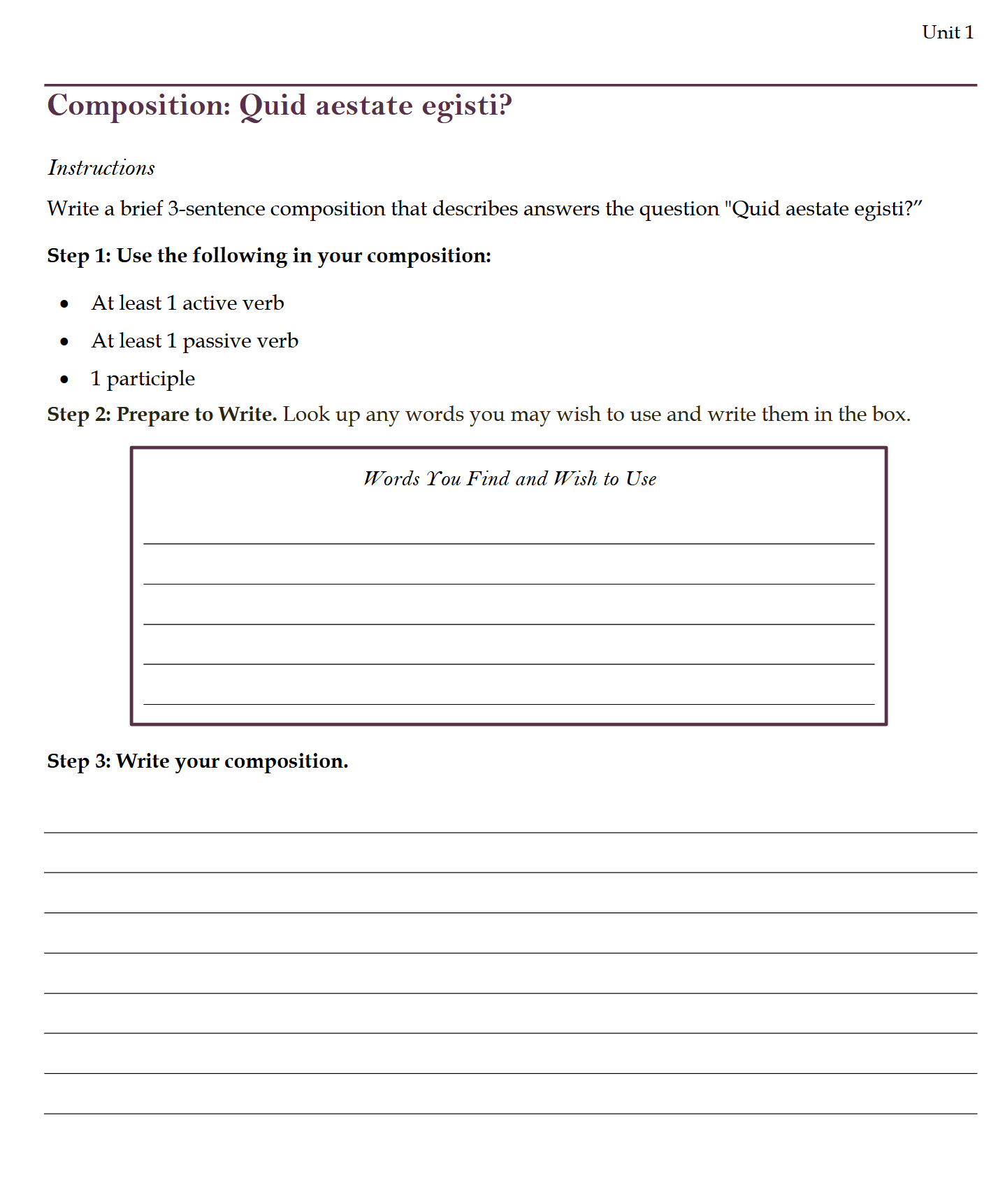 Legamus Latinam III: Latin Three Workbook Legamus Latinam III: Latin Three Workbook