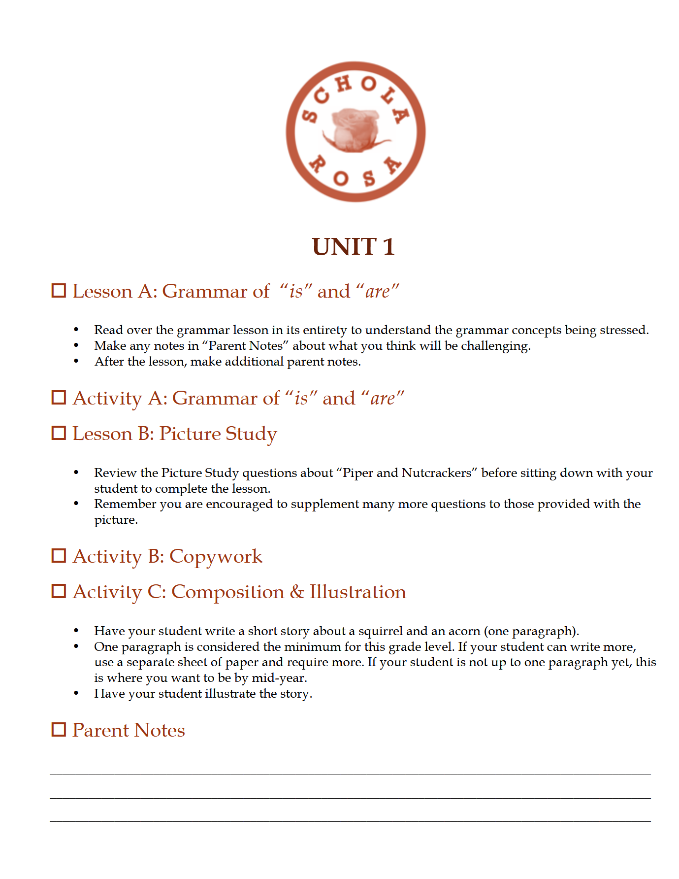 Language Arts 2-3 Schola Rosa Cycle 1