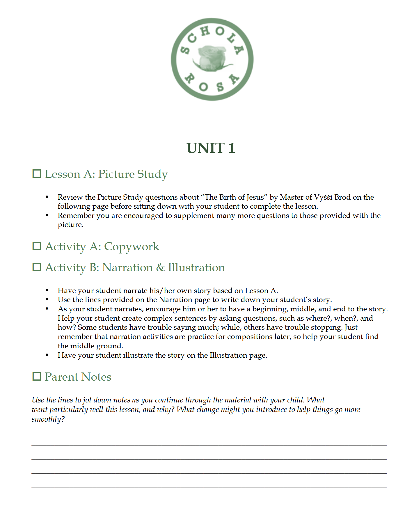 Language Arts K-1: Schola Rosa Cycle 2 Language Arts K-1: Schola Rosa Cycle 2