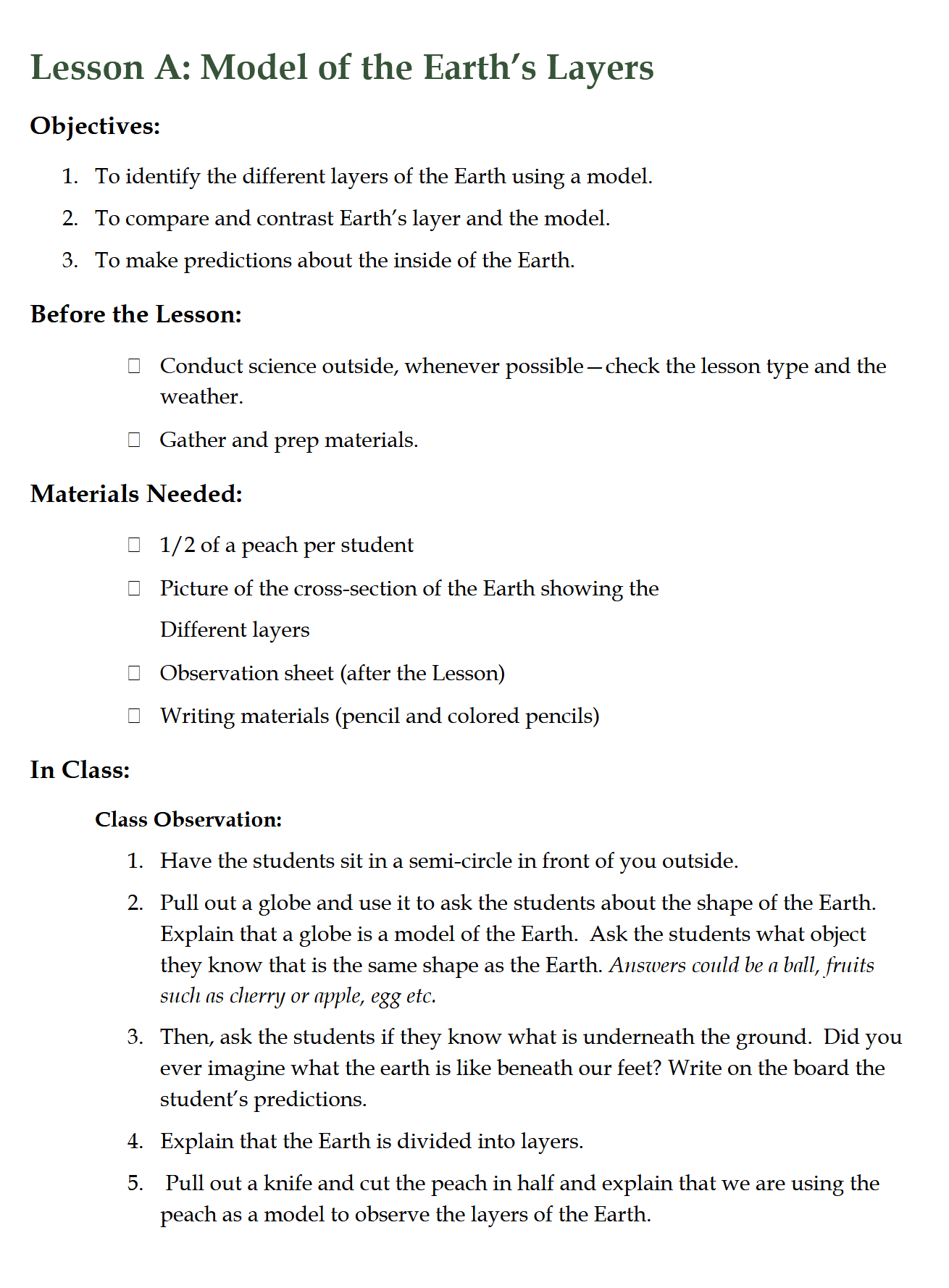 Science 2-3: Earth Science: Schola Rosa Cycle 2 Science 2-3: Earth Science: Schola Rosa Cycle 2