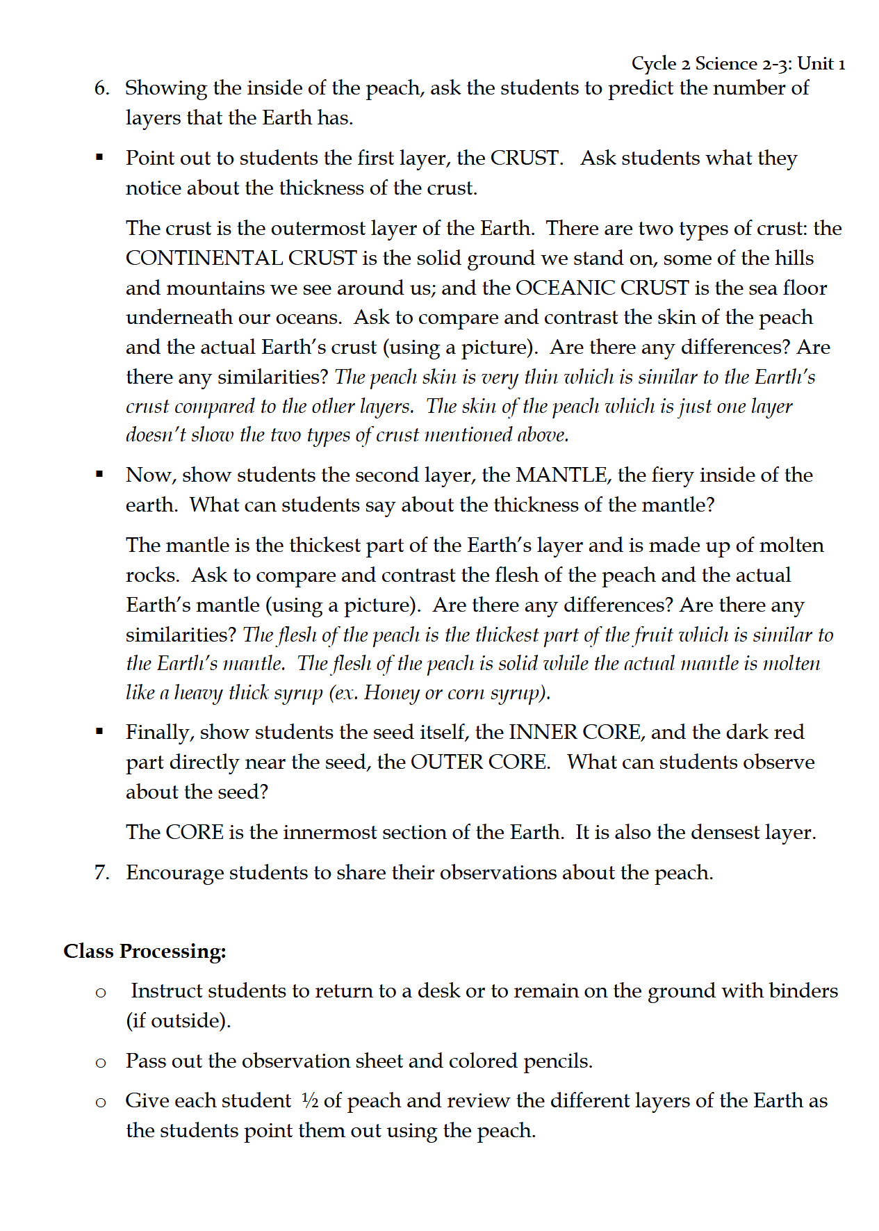 Science 2-3: Earth Science: Schola Rosa Cycle 2 Science 2-3: Earth Science: Schola Rosa Cycle 2