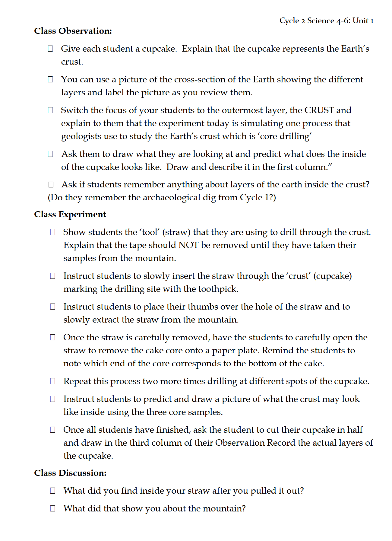 Science 4-6: Earth Science: Schola Rosa Cycle 2 Science 4-6: Earth Science: Schola Rosa Cycle 2