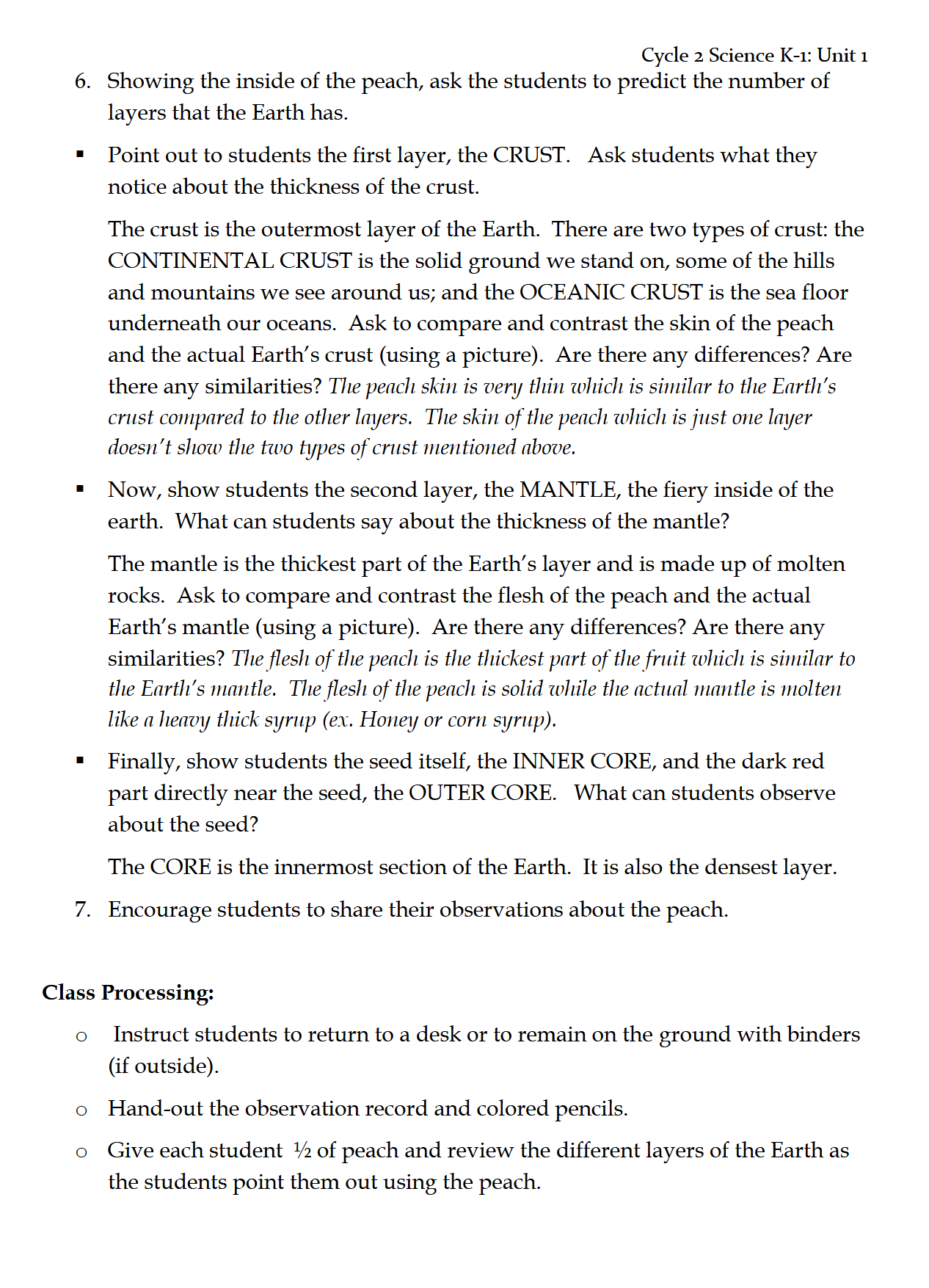 Science K-1: Earth Science: Schola Rosa Cycle 2 Science K-1: Earth Science: Schola Rosa Cycle 2