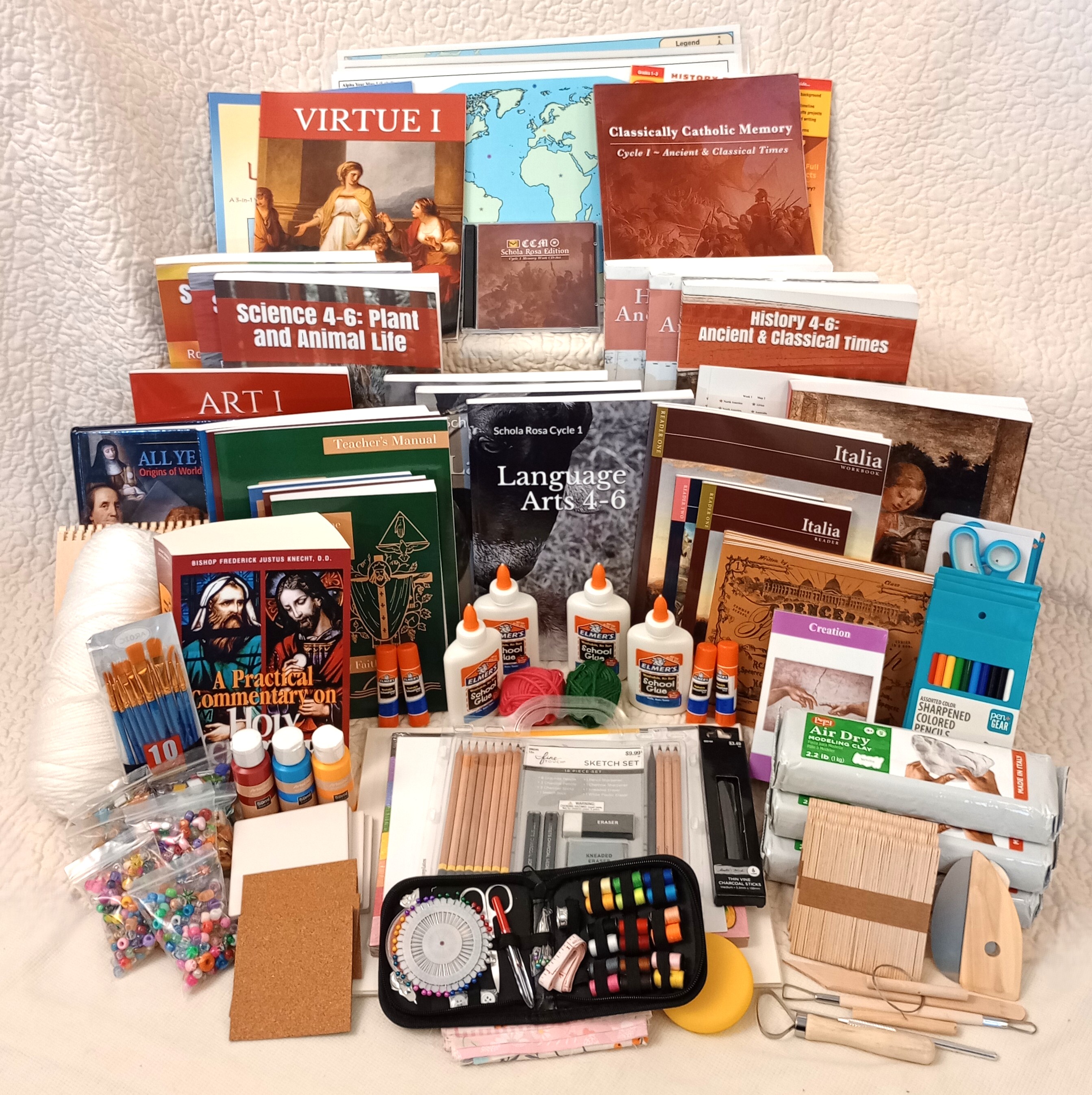 Schola Rosa K-6 - Complete Books and Materials Kit (No Math Books) - Cycle 1