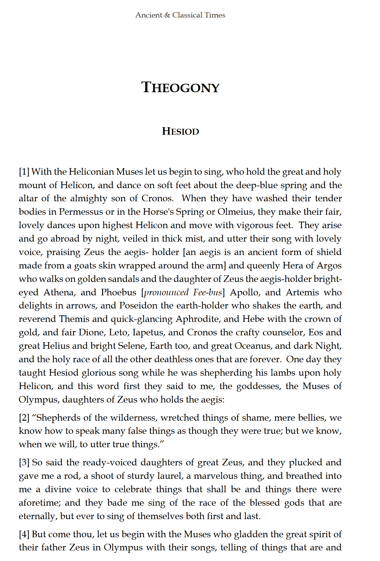 Ancient & Classical Times READER: Traditio Nostra I Ancient & Classical Times READER: Traditio Nostra I