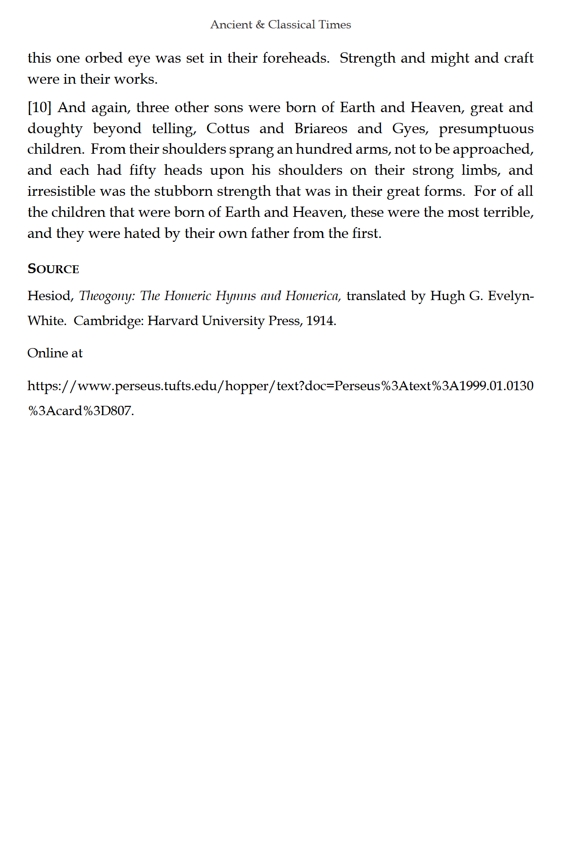 Ancient & Classical Times READER: Traditio Nostra I Ancient & Classical Times READER: Traditio Nostra I
