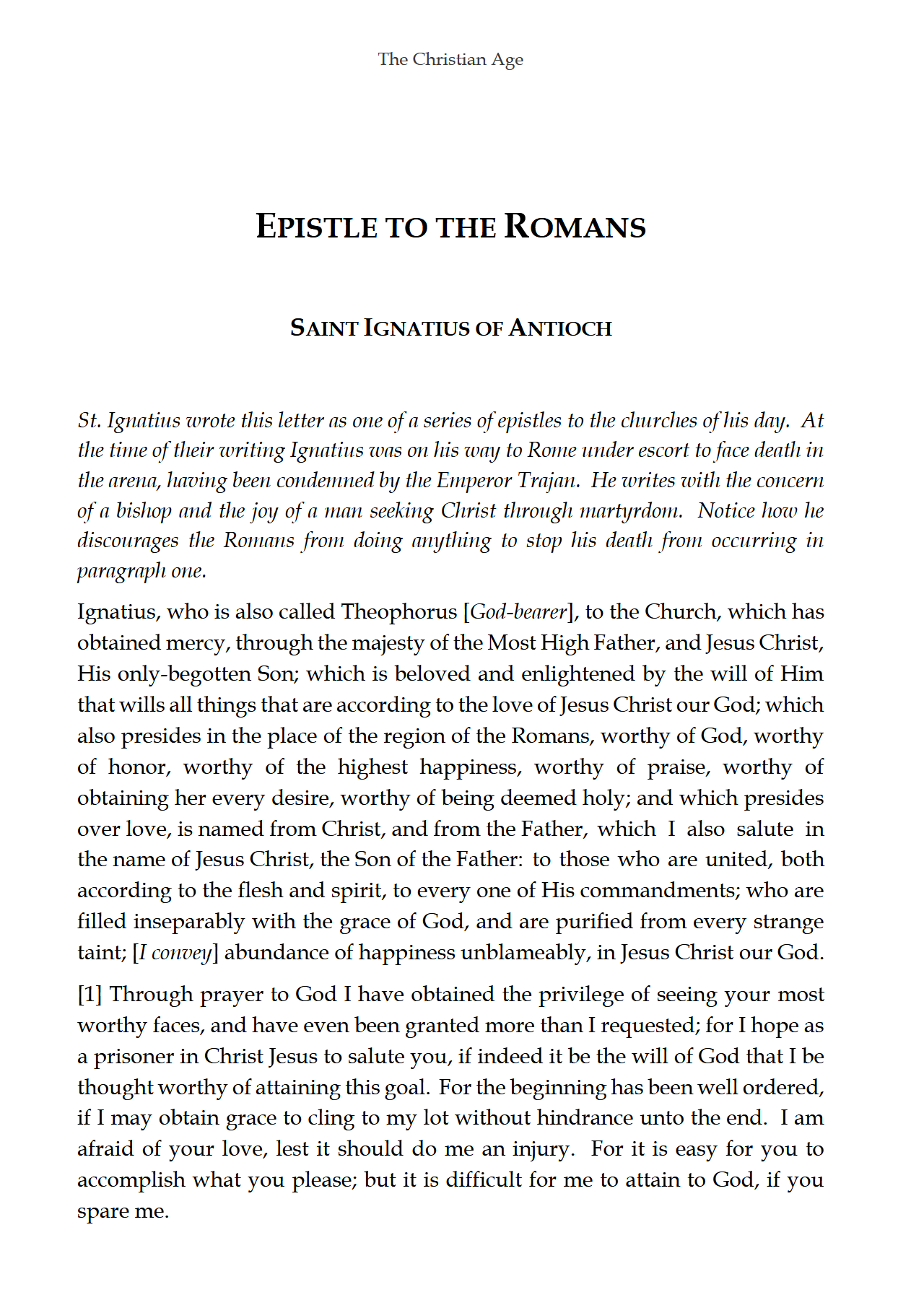 The Christian Age READER: Traditio Nostra II The Christian Age READER: Traditio Nostra II