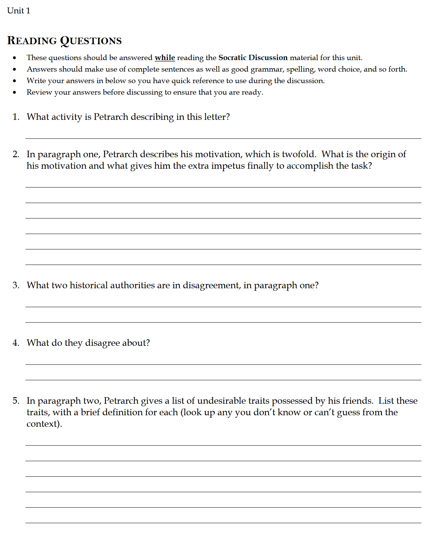 Modern Times WORKBOOK: Traditio Nostra III Modern Times WORKBOOK: Traditio Nostra III