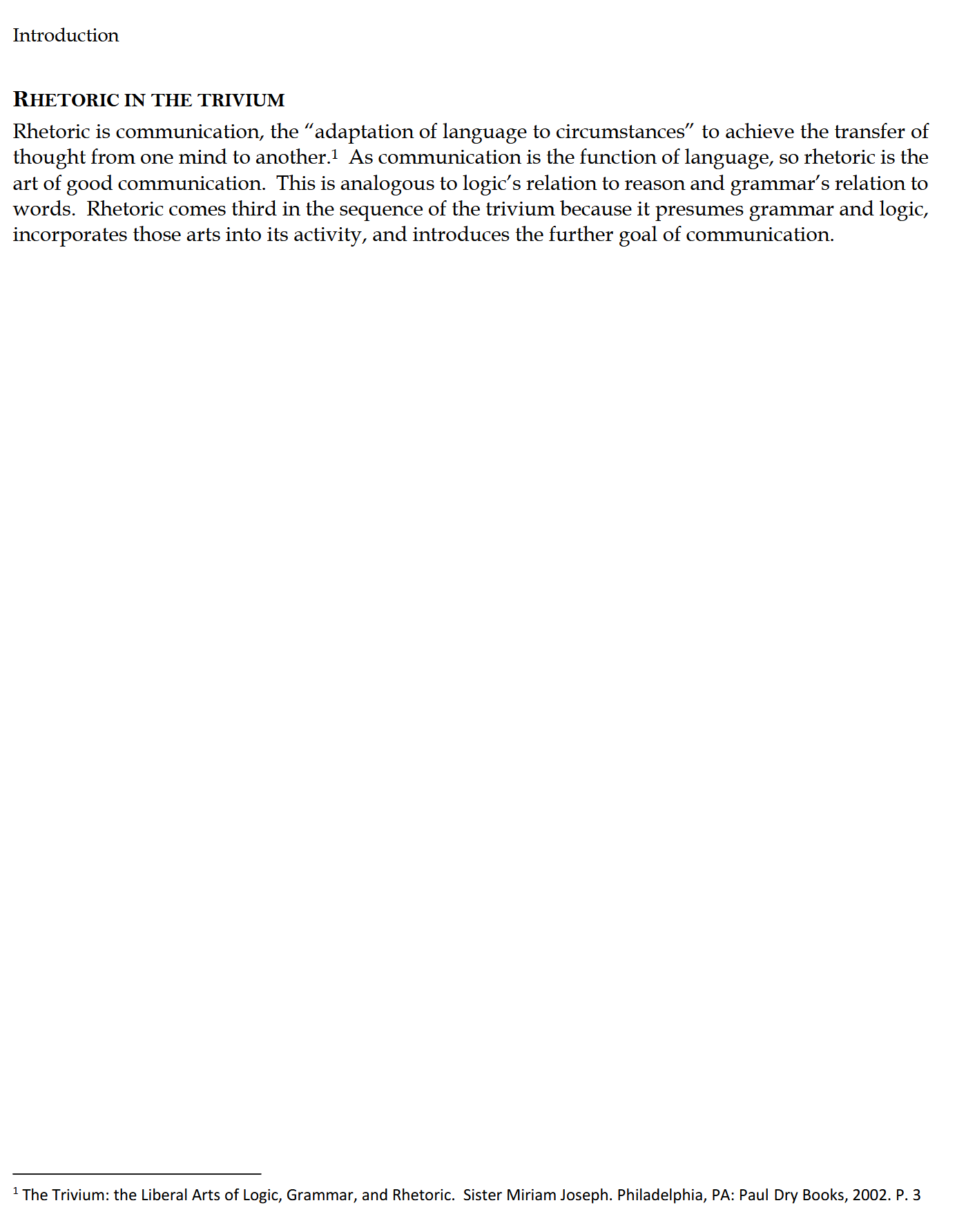 Rhetoric Workbook: Trivium Studies II Rhetoric Workbook: Trivium Studies II